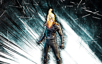 Ghost Rider, grunge art, Fortnite Battle Royale, Fortnite characters, blue abstract rays, Ghost Rider Skin, Fortnite, Ghost Rider Fortnite HD wallpaper