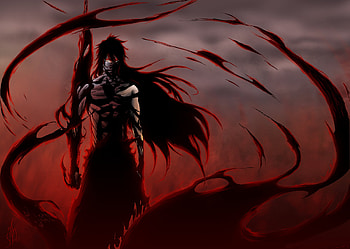 Bleach, mugetsu, anime, hollow, red, hollowfication, ichigo kurosaki, dark HD wallpaper