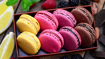 Box, Macarons HD wallpaper