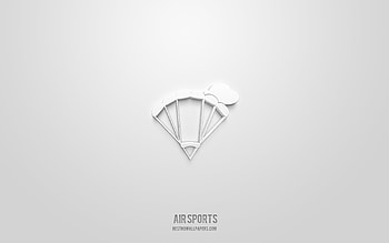 Air Sports 3d icon, white background, 3d symbols, Air Sports, sport icons, 3d icons, Air Sports sign, sport 3d icons HD wallpaper
