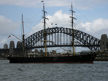 Sailing Ship with Sydney Harbour, bridge, harbour, sailing, ship HD wallpaper