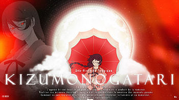 KIZUMONOGATARI, red, moon, Tsubasa Hanekawa, Kizumonogatari, Anime, Monogatari (Series), red anime HD wallpaper