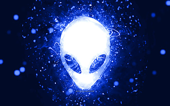 Alienware dark blue logo, , dark blue neon lights, creative, dark blue abstract background, Alienware logo, brands, Alienware HD wallpaper