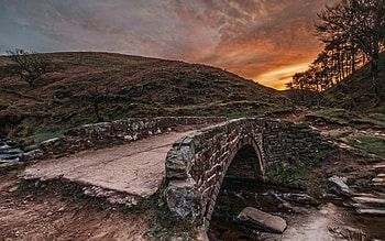 Nature, Sunset, Bridge, Color, Colors, Stone, Evening, Paints, Mountain River HD wallpaper