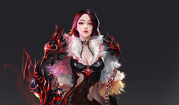 Fantasy girl, girl, black, yelli, red, fantasy HD wallpaper