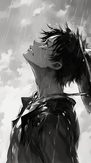 Monkey D. Luffy: Rainy Day for Anime Fans, Anime, One Piece, Monkey D. Luffy, sad anime, Rain Anime HD phone wallpaper
