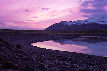 Nature, Sunset, Stones, Sky, Mountains, Lake HD wallpaper