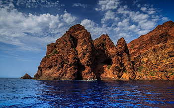 Corsica Island, Mediterranean sea, France sea waves, Boat HD wallpaper
