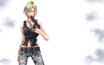 Aya brea, parasite eve, gun, jeans HD wallpaper