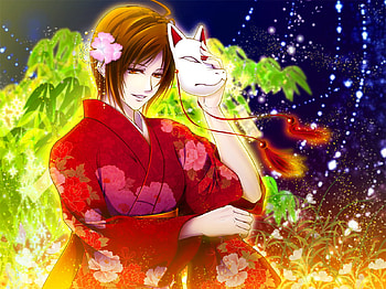 Beautiful Meiko, sexy, kimono, mask, meiko, hot, cute, beautiful, vocaloid, beauty, anime girl, vocaloids, pretty, short hair, flowers, stunning HD wallpaper