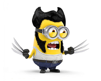 Minion, white, cute, wolverine, yellow, movie, minimalism, glasses, funny, despicable me HD wallpaper