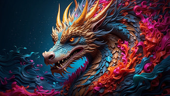 Colorful Chinese Dragon, Chinese, dragon, colorful, monster HD wallpaper