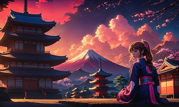 Japan Vibe Anime Girl Temple , anime-girl, anime, artist, artwork, digital-art, deviantart HD wallpaper