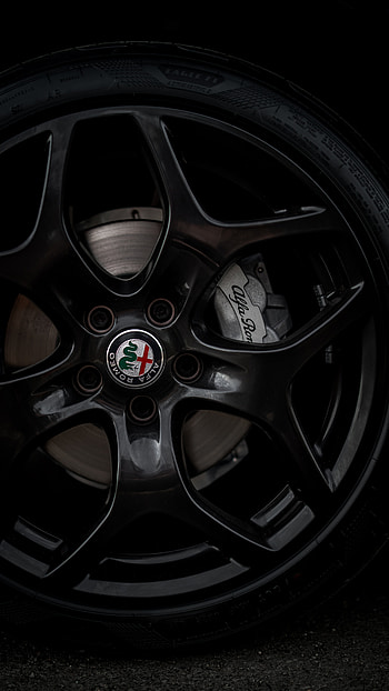 Alfa Romeo wheels, car, black, alfaromeo HD phone wallpaper