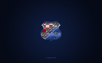 NK Solin, Croatian football club, red logo, blue carbon fiber background, Druga HNL, football, Solin, Croatia, NK Solin logo HD wallpaper