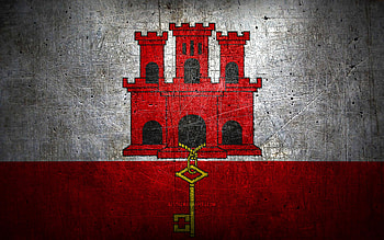 Gibraltar metal flag, grunge art, European countries, Day of Gibraltar, national symbols, Gibraltar flag, metal flags, Flag of Gibraltar, Europe, Gibraltar HD wallpaper