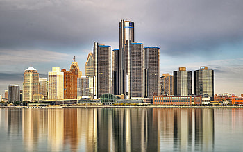 Detroit skyline, Evening Lake Michigan, Illinois USA, High quality HD wallpaper