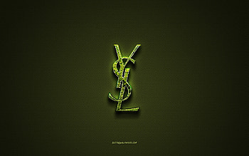 Saint Laurent logo, green creative logo, floral art logo, Saint Laurent emblem, green carbon fiber texture, Saint Laurent, creative art HD wallpaper