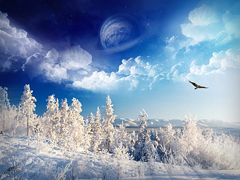 Landscape, Winter, Art HD wallpaper