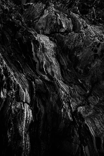 A striking close-up of a textured rocky surface captured in black and white, showcasing intricate natural patterns. HD phone wallpaper