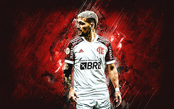 Giorgian De Arrascaeta, Flamengo, Uruguayan football player, attacking midfielder, red stone background, football, Serie A, Brazil HD wallpaper