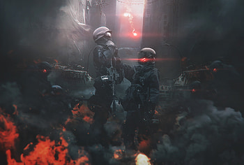 Military, Sci Fi, Fire, Smoke, Soldier HD wallpaper