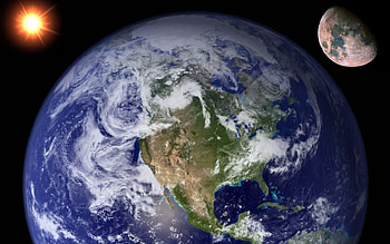 Earth Sun and Moon, space, earth, moon, sun HD wallpaper
