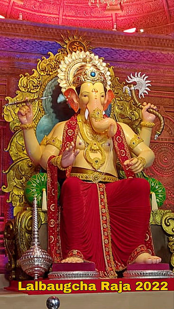 Lalbaugcha Raja 2022, bappa, ganpati, red, magenta, art, Ganesh, firstday, morya, god, great HD phone wallpaper