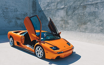 Lamborghini Diablo, , front view, exterior, supercar, orange Diablo, italian sports cars, Lamborghini HD wallpaper