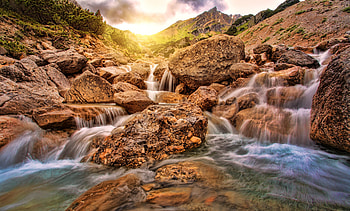 Water flow, river, rocks, nature HD wallpaper