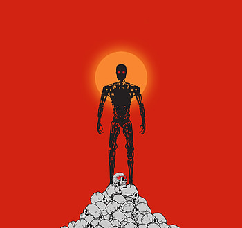Terminator: Dark Fate, Terminator robot, minimalist, artwork HD wallpaper