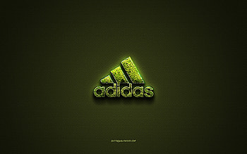 Adidas logo, green creative logo, floral art logo, Adidas emblem, green carbon fiber texture, Adidas, creative art HD wallpaper