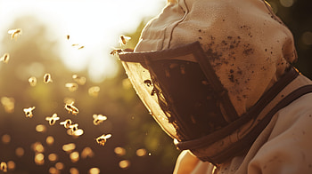 Beekeeper at Sunset - Beekeeping, beekeeper, bees, nature HD wallpaper
