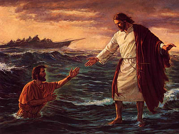Miracle, help, divine child, wather, jesus, peter, nature, ocean HD wallpaper