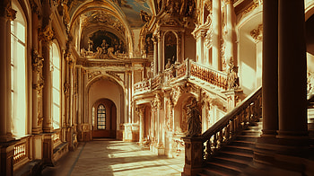 Baroque Splendor: A Stunning Interior, interior, baroque, architecture, stairs, ornate HD wallpaper