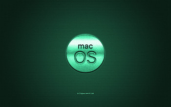 MacOS logo, turquoise shiny logo, MacOS metal emblem, turquoise carbon fiber texture, MacOS, brands, creative art HD wallpaper