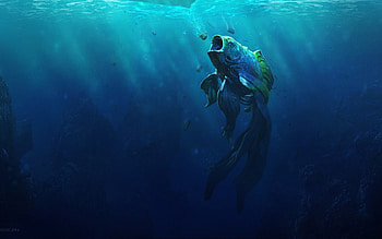 Goldfish Piranha, goldfish, underwater, creative HD wallpaper