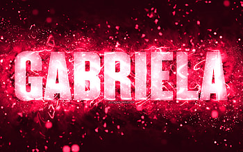 Happy Birtay Gabriela, , pink neon lights, Gabriela name, creative, Gabriela Happy Birtay, Gabriela Birtay, popular american female names, with Gabriela name, Gabriela HD wallpaper