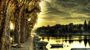 walk along the ticino in switzerland r, river, boats, embankments, trees, r, walk HD wallpaper