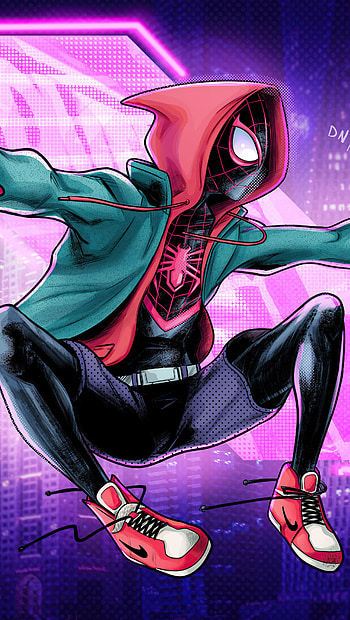 Miles Morales, magenta, art, Parker, Style, Peter, Spiderman HD phone wallpaper