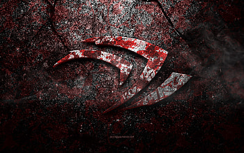 Nvidia logo, grunge art, Nvidia stone logo, red stone texture, Nvidia, grunge stone texture, Nvidia emblem, Nvidia 3d logo HD wallpaper