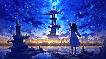 Hopeful Hellos Anime Girl Waving At The Shadow Of Progress, anime-girl, anime, artist, artwork, digital-art, pixiv HD wallpaper