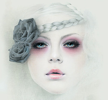 Innocence, artwork, rose, face, female HD wallpaper