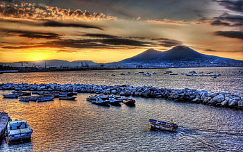 Nature, Stones, Sky, Mountains, Ships, Sea, Boats, Evening, Court HD wallpaper