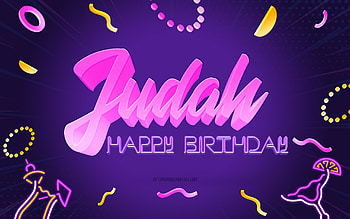 Happy Birtay Judah, , Purple Party Background, Judah, creative art, Happy Judah birtay, Judah name, Judah Birtay, Birtay Party Background HD wallpaper