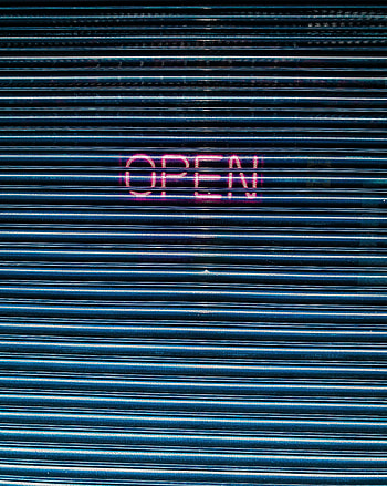 Words, Neon, Inscription, Plate, Nameplate, Jalousie, Open HD phone wallpaper