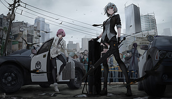 Anime Girl With Guns , anime-girl, anime, artist, artwork, digital-art, pixiv HD wallpaper