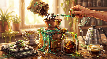 — Mystic Morning Coffee Grinder, Coffee Grinder, Coffee, Slime HD wallpaper