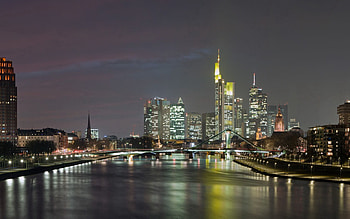 Cities, Building, Bridge, Evening, Germany, Frankfurt, Frankfurt Am Main, Hesse HD wallpaper