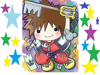 CHIBI SORA, chibi, stars, kingdom hearts, sora HD wallpaper